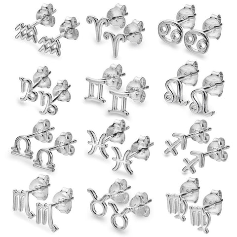 Sterling Silver Zodiac Stud Earrings - Charming and Trendy Ltd