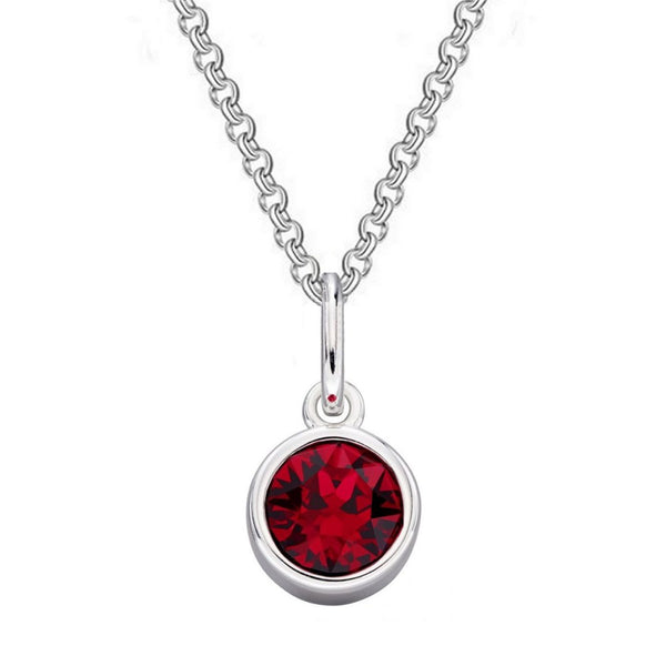 925 Sterling Silver Ruby Preciosa Crystal Solitaire Pendant Necklace - Charming and Trendy Ltd