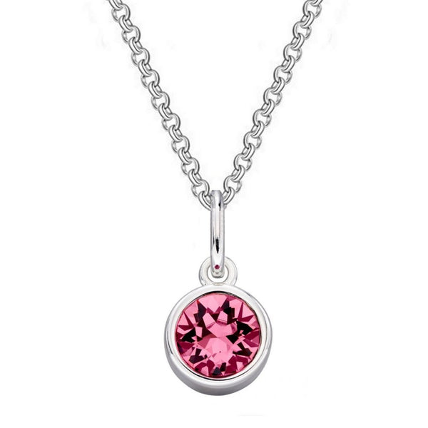 925 Sterling Silver Rose Pink Preciosa Crystal Solitaire Pendant Necklace - Charming and Trendy Ltd
