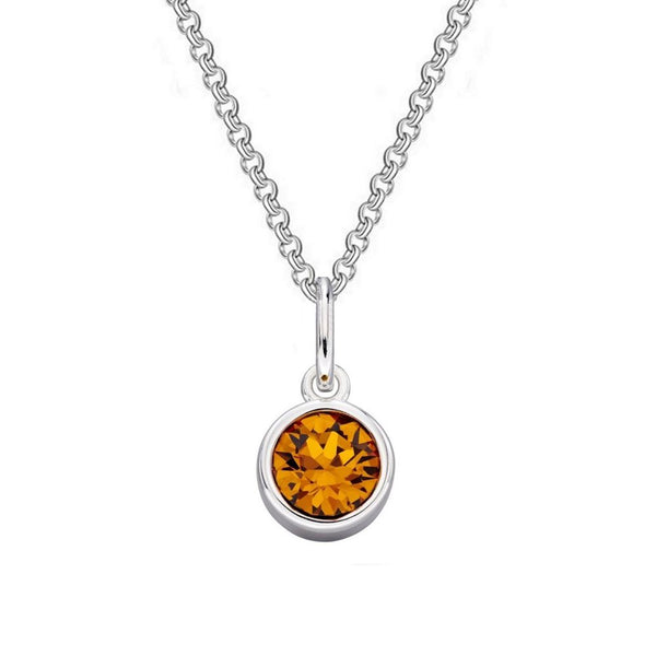 Sterling Silver Topaz Preciosa Crystal Solitaire Pendant Necklace - Charming and Trendy Ltd