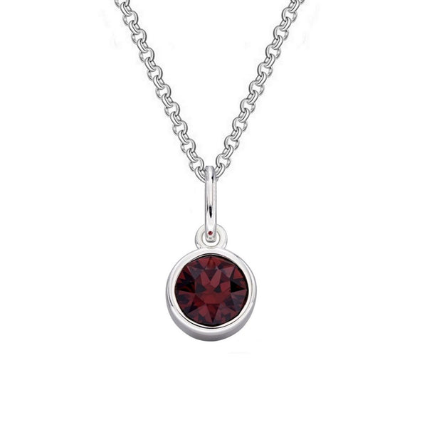 Sterling Silver Burgundy Preciosa Crystal Solitaire Pendant Necklace - Charming and Trendy Ltd