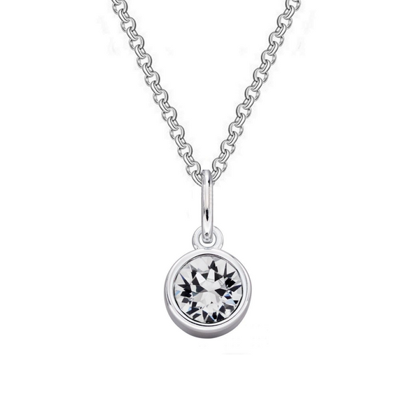 Sterling Silver Clear Preciosa Crystal Solitaire Pendant Necklace - Charming and Trendy Ltd