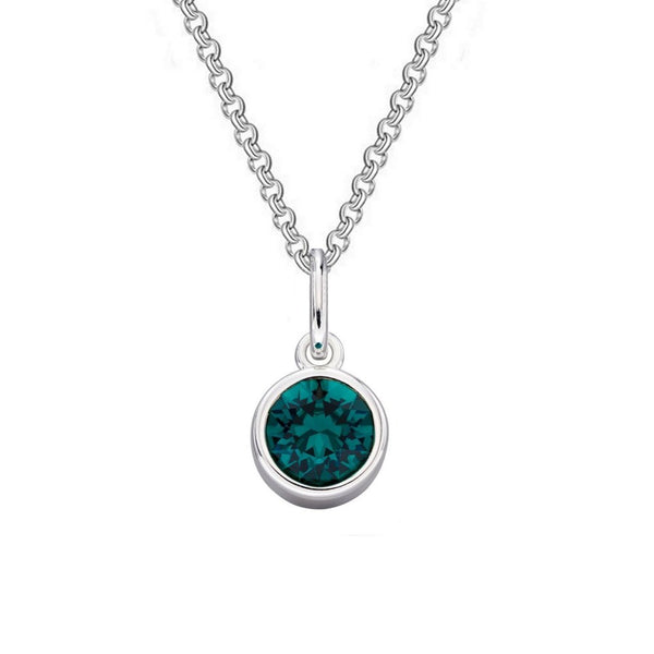 Sterling Silver Emerald Preciosa Crystal Solitaire Pendant Necklace - Charming and Trendy Ltd