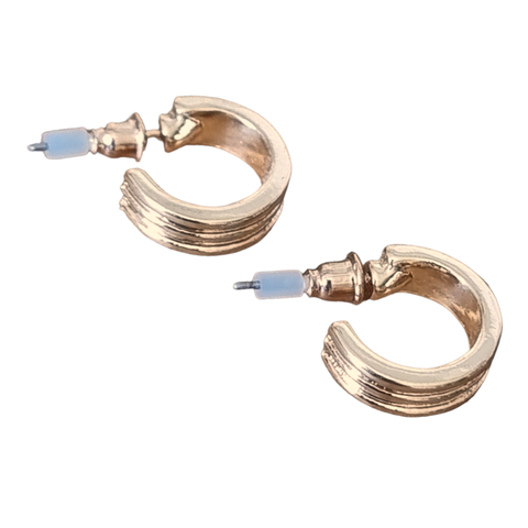Gold Tone Wide 15mm Metallic Hoop Earrings - Charming and Trendy Ltd