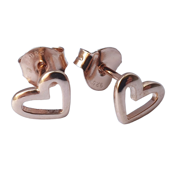 925 Sterling Silver Rose Gold Plated Quirky Heart Earrings - Gift Boxed - Charming And Trendy Ltd