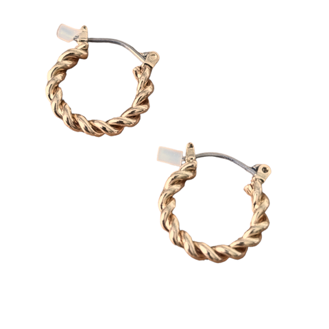 Gold Tone Twist 17mm Metallic Hoop Earrings - Charming and Trendy Ltd
