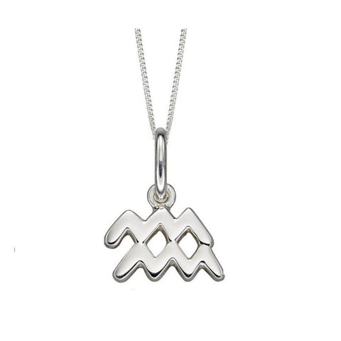 925 Sterling Silver Aquarius Zodiac Pendant Necklace - Charming and Trendy Ltd