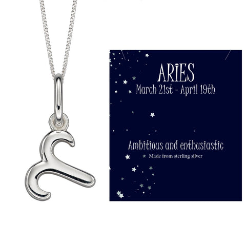 925 Sterling Silver Aries Zodiac Pendant & Chain with Meaning Card - Charming and Trendy Ltd