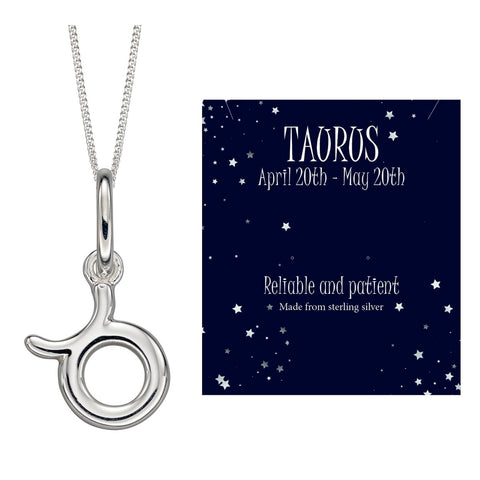 925 Sterling Silver Taurus Zodiac Pendant & Chain with Meaning Card - Charming and Trendy Ltd