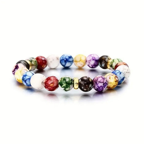 Colorful Seven Chakra Energy Stone Bracelet For Men & Women