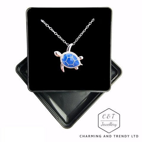Blue Turtle Fashion Pendant with 16"-18" Chain