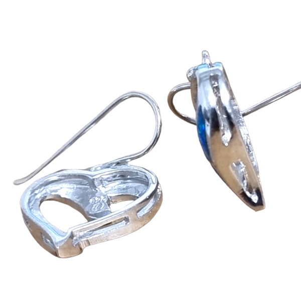925 Sterling Silver Blue Opal Large Open Heart Drop Earrings - Charming and Tendy Ltd