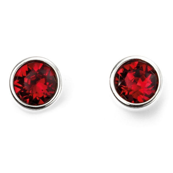 925 Sterling Silver Ruby Preciosa Crystal Pendant & Stud Earrings - Charming and Trendy Ltd
