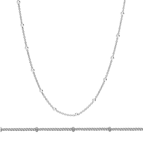 925 Sterling Silver Curb Chain with Bead Stations - Charming and Trendy Ltd