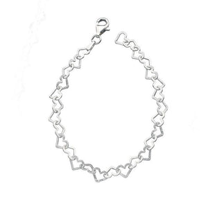 925 Sterling Silver Diamond Cut Heart Bracelet - Charming and Trendy Ltd