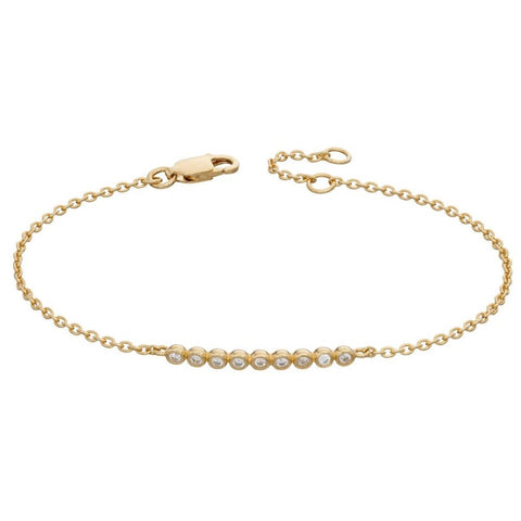 Gold Plated 925 Sterling Silver Millegrain Edge Bracelet with Cubic Zirconia - Charming and Trendy Ltd