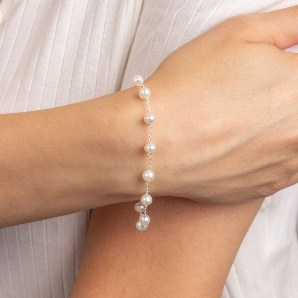 925 Sterling Silver White Fresh Water Pearl Bracelet - Charming and Trendy Ltd
