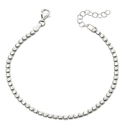 925 Sterling Silver Tumbled Cube Bracelet - Charming and Trendy Ltd