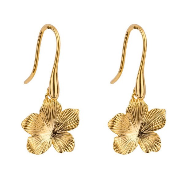 925 Sterling Silver Gold Plated 3D Floral Drop Earrings by Beginnings - Charming and Trendy Ltd