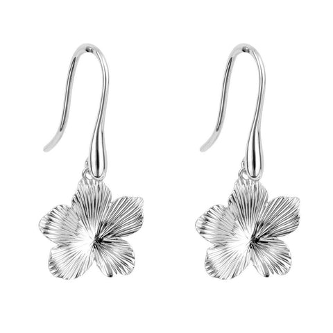 925 Sterling Silver 3D Floral Drop Earrings by Beginnings - Charming and Trendy Ltd 