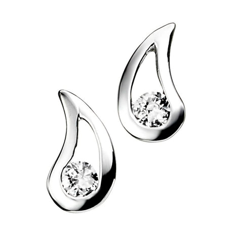 925 Sterling Silver Cubic Zirconia Swirl Teardrop Stud Earring by Beginnings - Charming and Trendy Ltd