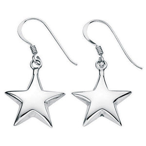 925 Sterling Silver Small Puffed Star Drop Earrings by Beginnings - Charming and Trendy Ltd