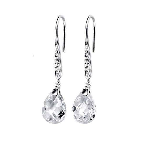 925 Sterling Silver Cubic Zirconia Teardrop Drop Hook Earrings by Beginnings - Charming and Trendy Ltd