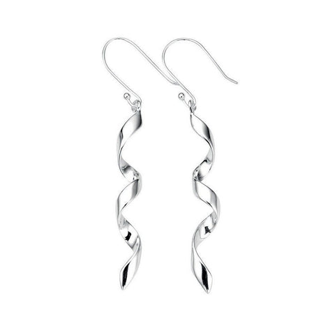 925 Sterling Silver Swirl Drop Hook Earrings by Beginnings - Charming and Trendy Ltd
