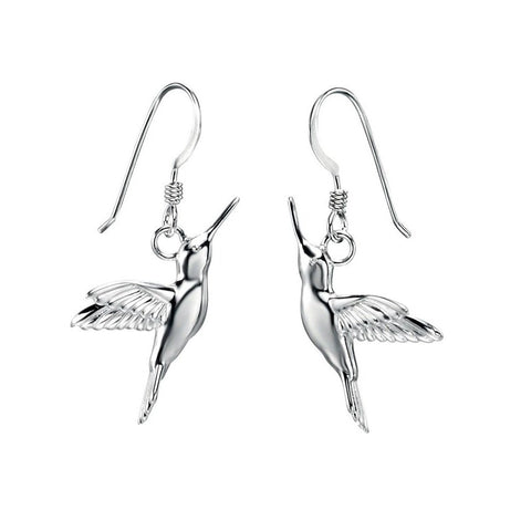 925 Sterling Silver Hummingbird Hook Drop Earrings by Beginnings - Charming and Trendy Ltd.