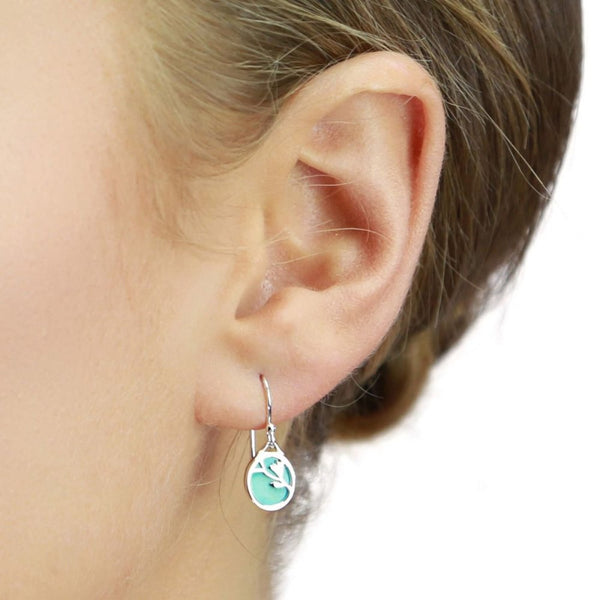 925 Sterling Silver Turquoise Disc Drop Earrings by Beginnings - Charming and Trendy Ltd.