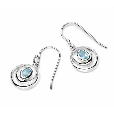925 Sterling Silver Sky Blue Topaz Double Loop Hook Earrings by Beginnings - Charming and Trendy Ltd.