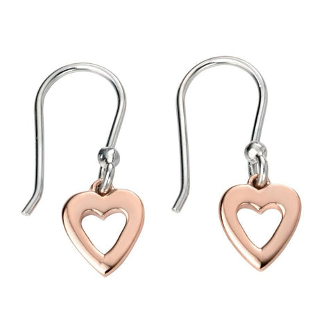 925 Sterling Silver Rose Gold Plated Heart Drop Earrings - Charming and Trendy Ltd