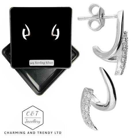 925 Sterling Silver Cubic Zirconia Illusion Stud Earrings - Charming and Trendy Ltd