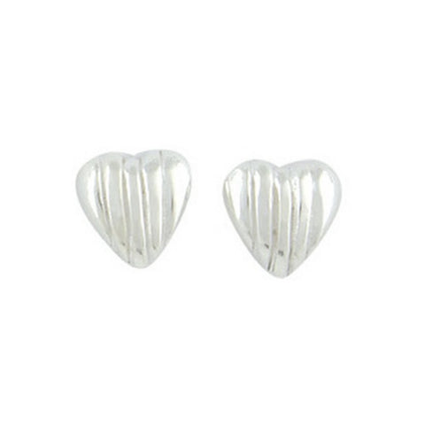 925 Sterling Silver Small Etch Patterned Heart Stud Earrings - Charming and Trendy Ltd