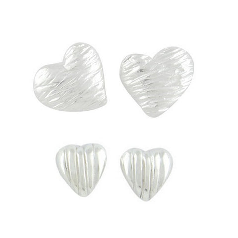 925 Sterling Silver Etch Patterned Heart Stud Earrings - Charming and Trendy Ltd