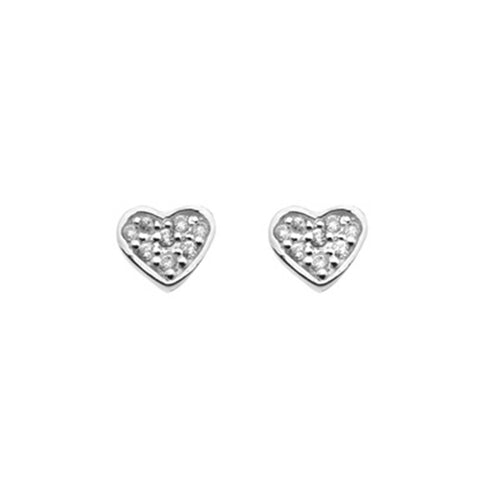 925 Sterling Silver Silver Cubic Zirconia Set Heart Stud Earrings - Charming and Trendy Ltd