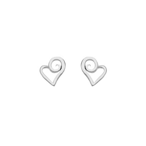 925 Sterling Silver Swirly Heart Stud Earrings - Charming and Trendy Ltd