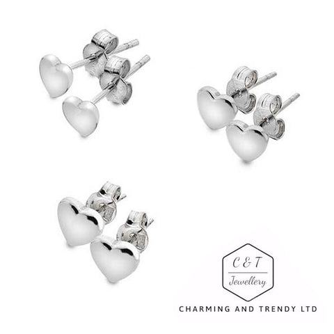 925 Sterling Silver Puffed Heart Stud Earrings - Charming and Trendy Ltd