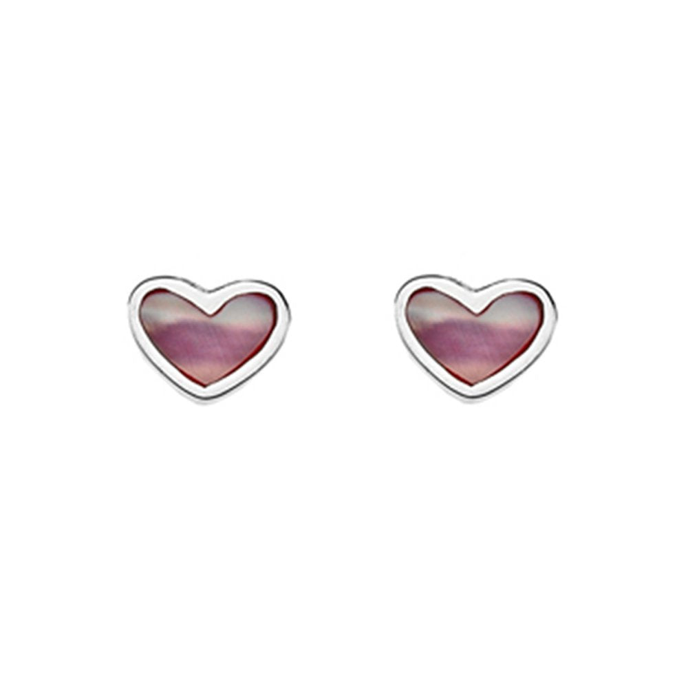 925 Sterling Silver Small Pink Mother Of Pearl Heart Stud Earrings - Charming and Trendy Ltd