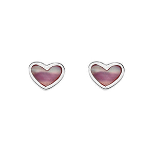 925 Sterling Silver Small Pink Mother Of Pearl Heart Stud Earrings - Charming and Trendy Ltd