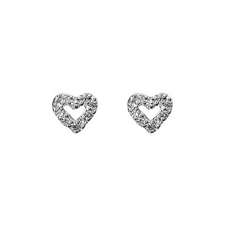 925 Sterling Silver Designer Heart & Cubic Zirconia Stud Earrings - Charming and Trendy Ltd