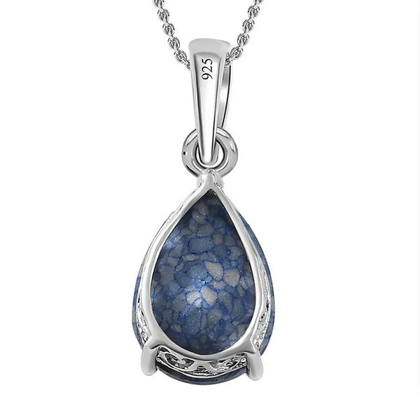 925 Sterling Silver Platinum Overlay MRB Blue Austrian Crystal Solitaire Pendant - Charming and Trendy Ltd