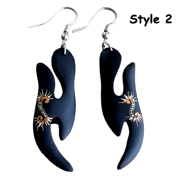 Handmade & Hand Painted Natural Wood Drop Earrings - Charming and Trendy Ltd