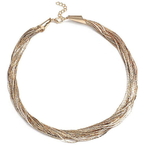 Brass Twisted Rope Style Necklace in Gold Tone - Charming and Trendy Ltd
