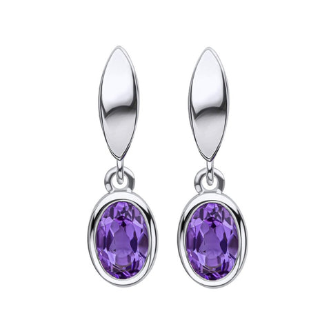 925 Sterling Silver Amethyst Drop Earrings - Charming and Trendy Ltd