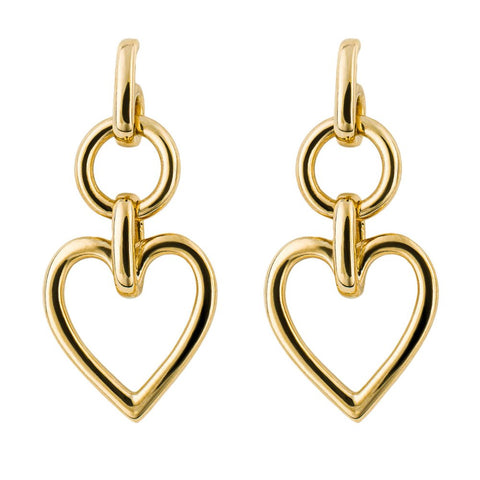 925 Sterling Silver Gold Plated Open Heart Drop Earrings by Beginnings