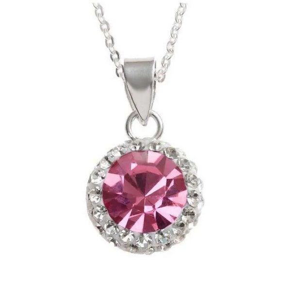 925 Sterling Silver Rose & Clear CZ Crystal Pendant - Charming and TRendy Ltd