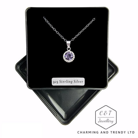 Sterling Silver Tanzanite & Clear CZ Crystal Pendant - Charming and Trendy Ltd