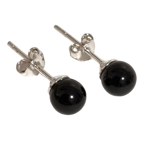 925 Sterling Silver Black Austrian Crystal Pearl Stud Earrings - Charming And Trendy Ltd