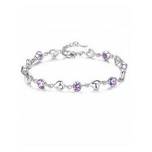 Violet Crystal and Wild Heart Link Bracelet (16-20cm) - Charming and Trendy Ltd
